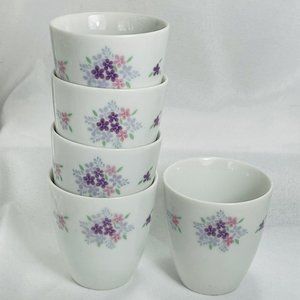 Jyoto Sake 4 oz. Espresso Turkish Tea Coffee Set Of 5 White Floral Cups